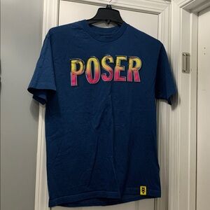 Blue Graphic T-Shirt with Poser Print